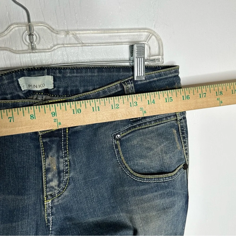 Pinko Womens Bootcut Jeans Size 31 Medium Wash‎ Stretch NEW Embroidered Pockets